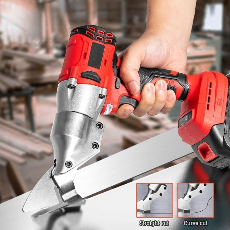Cordless Electric Shears 26*25.5*8cm Red And Black 360-Degree Swivel Head Power Scissors - 21V 1500mAh Long-Lasting Battery Variable Speed Cutting Tool For Metal Fabric Leather Carpet Cutting - Image 4