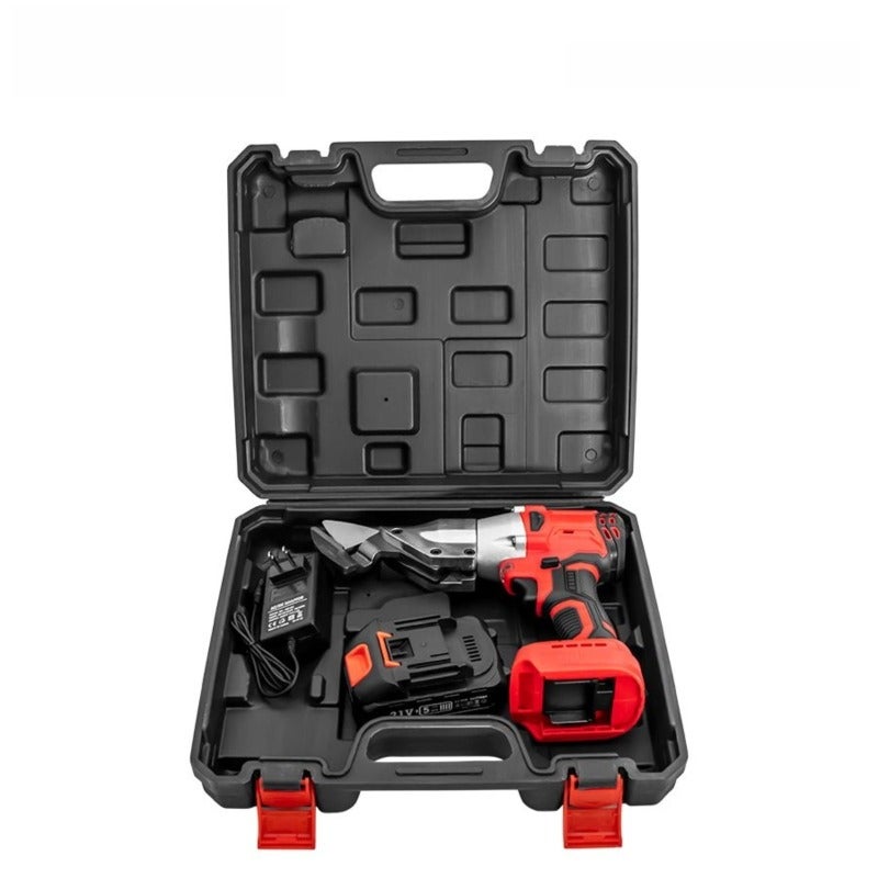 Cordless Electric Shears 26*25.5*8cm Red And Black 360-Degree Swivel Head Power Scissors - 21V 1500mAh Long-Lasting Battery Variable Speed Cutting Tool For Metal Fabric Leather Carpet Cutting - Image 5