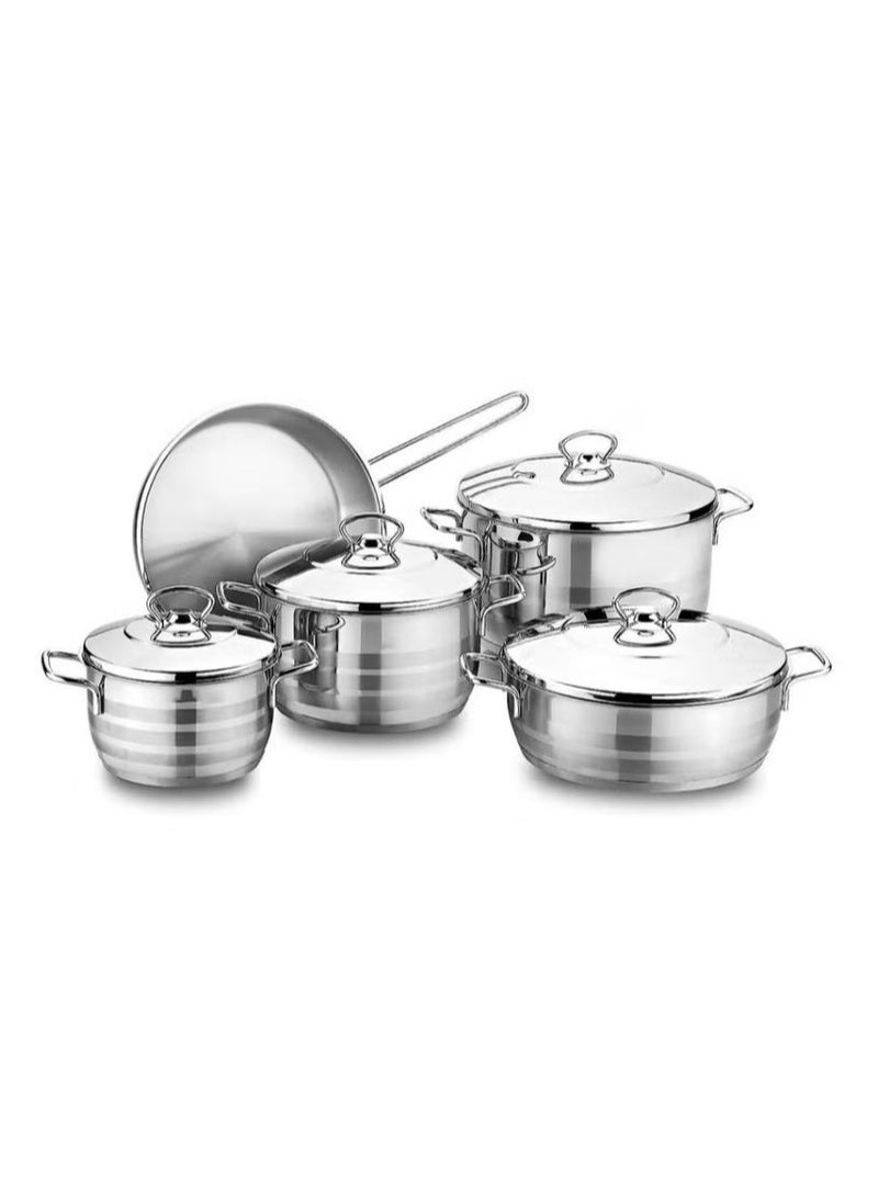 بونيرا طقم قدور ستانليس ستيل تركي 9 قطع,  18/10 صناعة تركية , مجموعة من 9 قطع تتضمن المقاسات الأحجام: قدور 16 سم، 20 سم، 24 سم قدر منخفض 24 سم مقلاة مقاس 24 سم، - Image 2