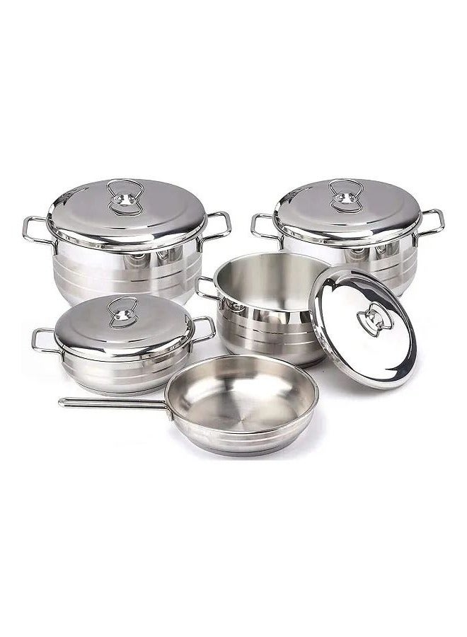 بونيرا طقم قدور ستانليس ستيل تركي 9 قطع,  18/10 صناعة تركية , مجموعة من 9 قطع تتضمن المقاسات الأحجام: قدور 16 سم، 20 سم، 24 سم قدر منخفض 24 سم مقلاة مقاس 24 سم، - Image 4