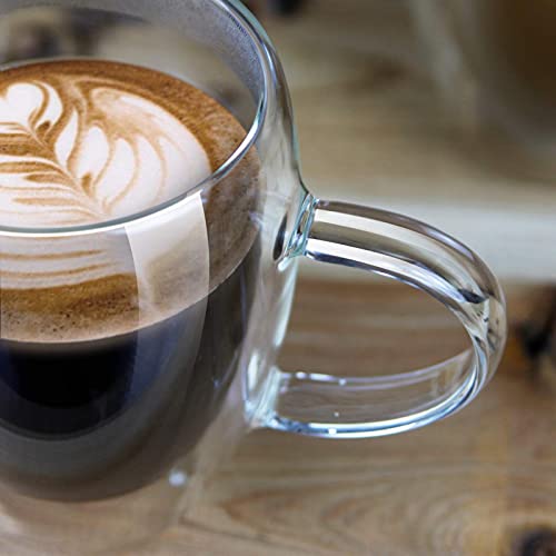 we3 12oz/350ml Clear Glass Coffee Mugs Set of 2,Double Walled Insulated Tea Cups with Handle, Perfect for Espresso, Latte, Americano, Cappuccinos, Tea Bag, Beverage (Pack of 2) - Image 3