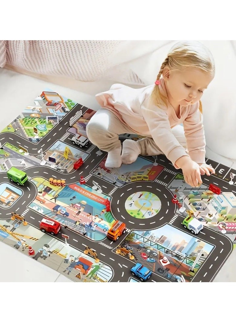 Generic - Large-Scale City Scene Game Mat - Waterproof and Durable Traffic Route Map with Civilization Theme, Perfect for Indoor and Outdoor Play - Multi-Scene Compatible, Easy to Clean - Image 1