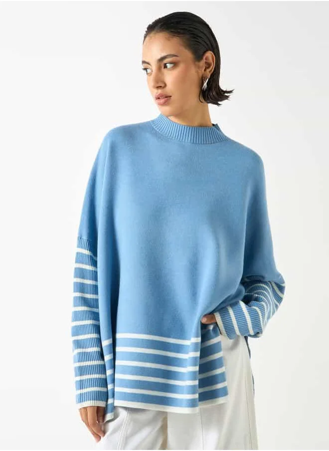 2Xtremz 2Xtremz Stripe Detail Pullover with High Neck
