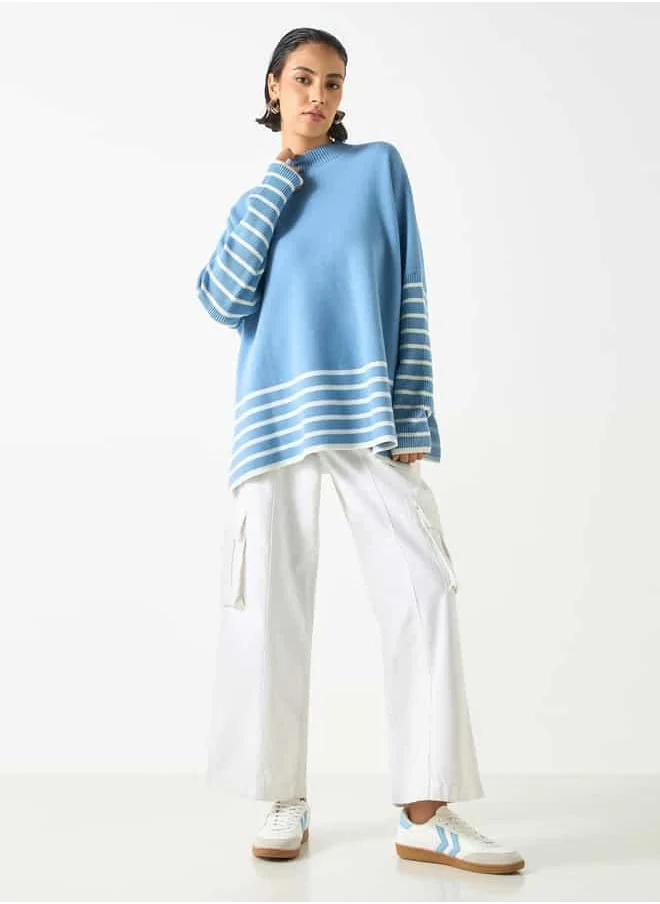 2Xtremz 2Xtremz Stripe Detail Pullover with High Neck