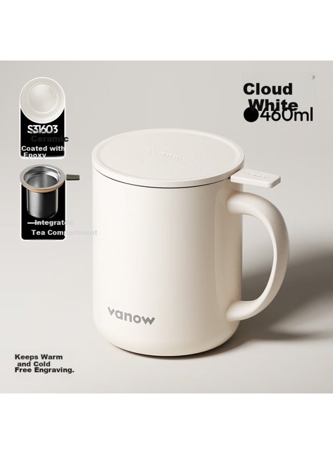 Vanow Ceramic Mug With Lid Large Capacity Insulated Tea Infuser Stainless Steel Coffee Cup