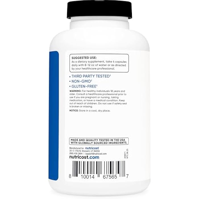Nutricost Creatine Monohydrate 3,000mg, 180 Capsules (750mg Per Capsule) - Gluten Free, Non-GMO - Image 4