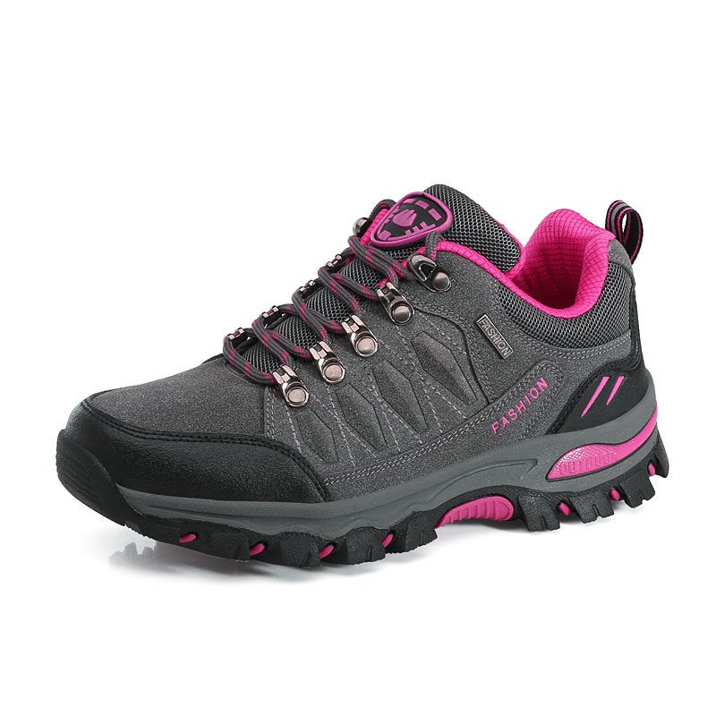 2023 cross-border wholesale autumn and winter AliExpress hiking shoes couples hiking outdoor tourism men and women help sneaker Gray rose red