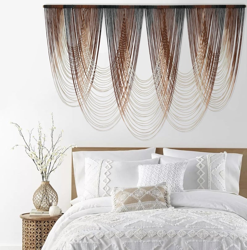 IOWER Macrame Wall Hanging, Brown, Dip-Dyed, Wall Decor for Living Room, Bohemian Fiber Art for Office Decoration, 59 inches W x 41 inches H - Image 2
