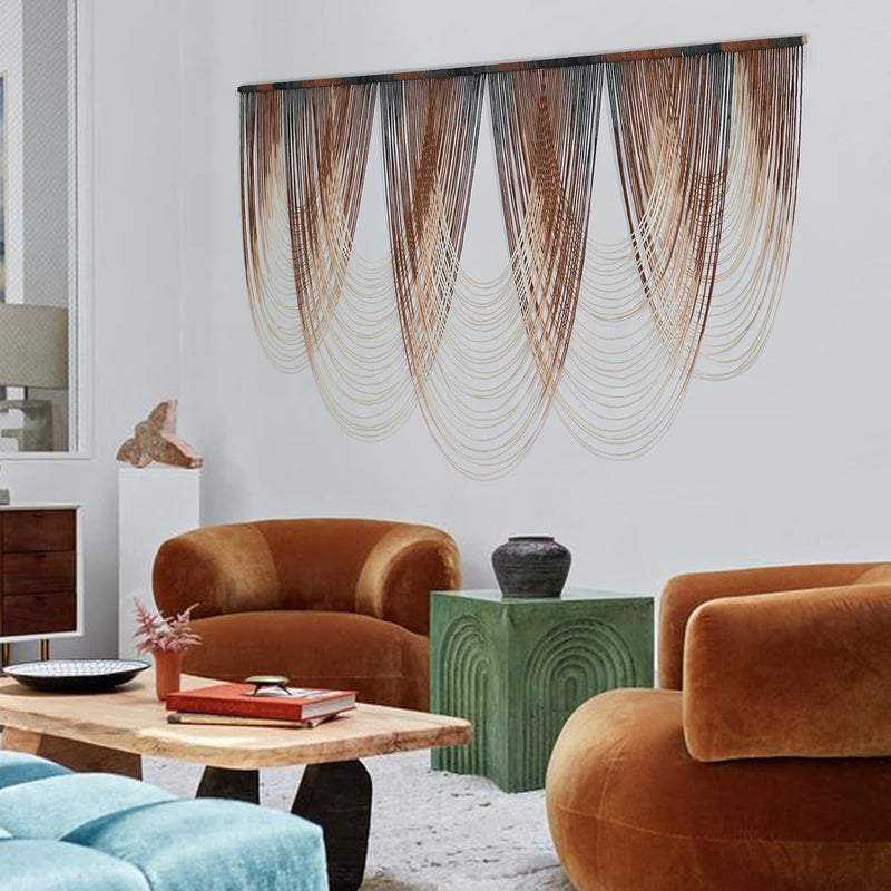 IOWER Macrame Wall Hanging, Brown, Dip-Dyed, Wall Decor for Living Room, Bohemian Fiber Art for Office Decoration, 59 inches W x 41 inches H - Image 4