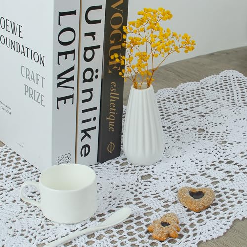 kilofly كيلوفلاي عداء طاولة مستطيل من الدانتيل المحبوك يدويًا 15 × 36 بوصة، أبيض - Image 5