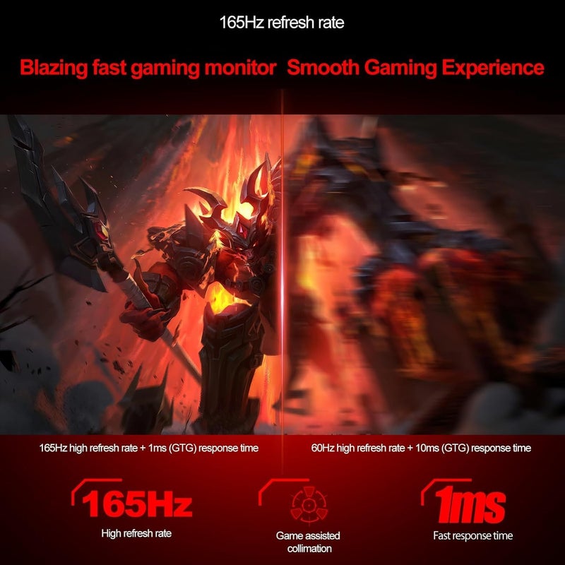 Gawfolk شاشة ألعاب 27 بوصة 2K 165Hz IPS QHD (2560x1440P) سرعة 1ms (GTG) 100% sRGB FreeSync إضاءة RGB قابلة لتعديل الارتفاع والإمالة والدوران - Image 3