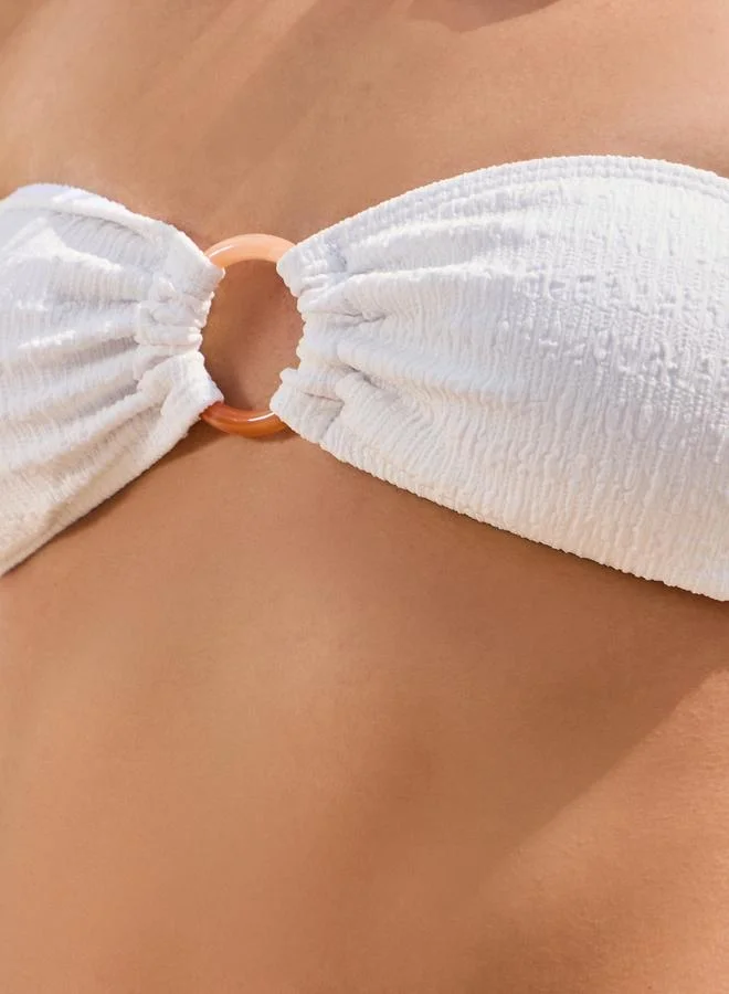 Styli  Pack of 3 - Textured Padded Bandeau Bikini, Brief and Tie Wrap Sarong for Women | Best Price UAE