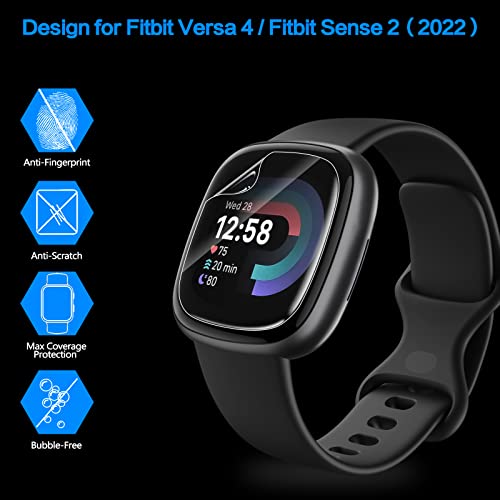 YMHML [ 6 Pack ] Compatible for Fitbit Versa 4 / Versa 3 Screen Protector, Fitbit Sense 2 / Sense Screen Protector, YMHML [Upgrade Flexible Film] Soft HD Clear Anti-Scratch Protector for Fitbit Accessories - Image 3