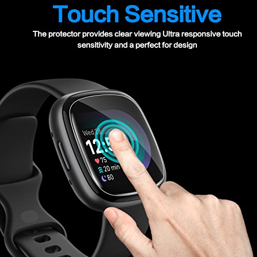 YMHML [ 6 Pack ] Compatible for Fitbit Versa 4 / Versa 3 Screen Protector, Fitbit Sense 2 / Sense Screen Protector, YMHML [Upgrade Flexible Film] Soft HD Clear Anti-Scratch Protector for Fitbit Accessories - Image 4