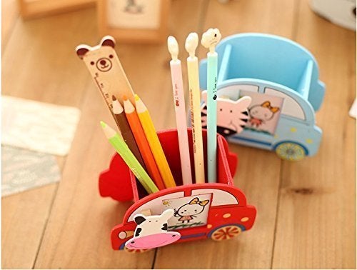GOLD LEAF Wooden Car Shape Animal Design Pen Stand For return gift (Set Of 6pcs), Pencil Holders, Multicolor - Image 5