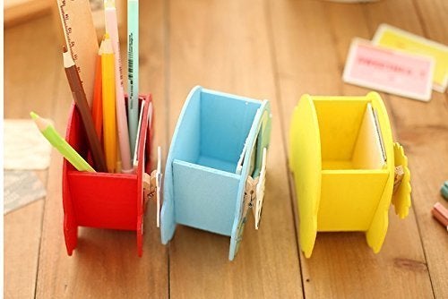 GOLD LEAF Wooden Car Shape Animal Design Pen Stand For return gift (Set Of 6pcs), Pencil Holders, Multicolor - Image 3