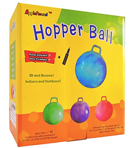 AppleRound Hippity Hoppity Hopball with Pump, Sit-on Bouncy Exercise Ball with Handle, 22 inch / 55 cm for Kids & Teens Ages 10-13, Cloud Colors (Purple) - Image 3