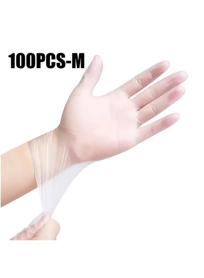 100pcs M Size Disposable Transparent TPE Gloves Soft Elastic Durable for Household Cleaning Pet Bathing - Image 1