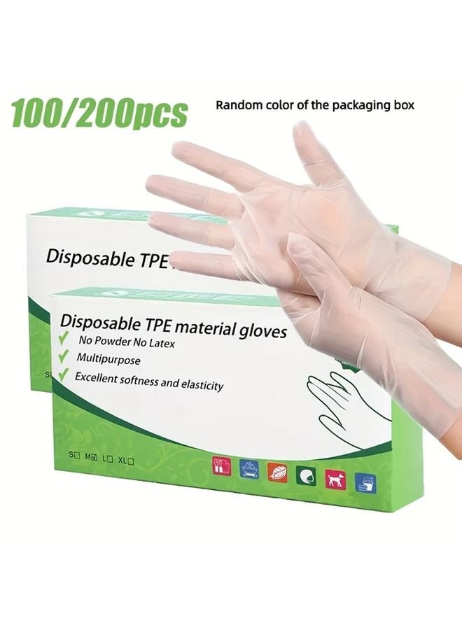 100pcs M Size Disposable Transparent TPE Gloves Soft Elastic Durable for Household Cleaning Pet Bathing - Image 2