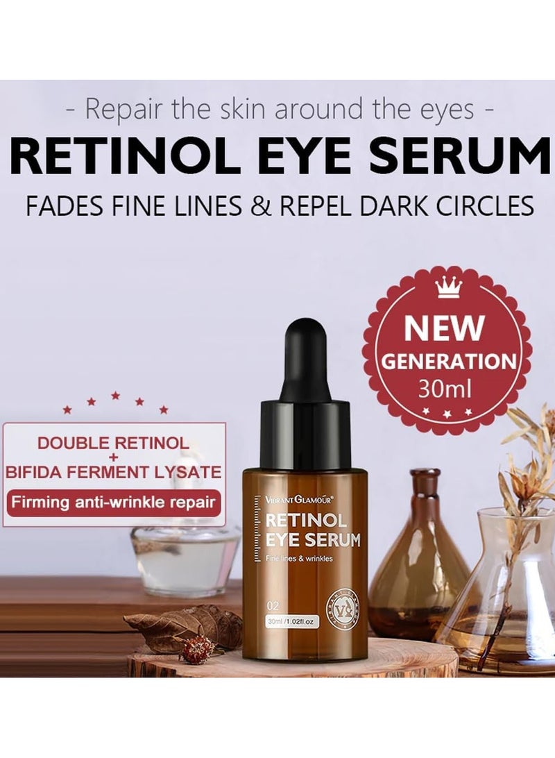 Vibrant Glamour Retinol Eye Serum Firming Collagen Anti-Aging Moisturizing Dark Circles Fade Fine Lines Remove Eye Bags - 30ml - Image 3