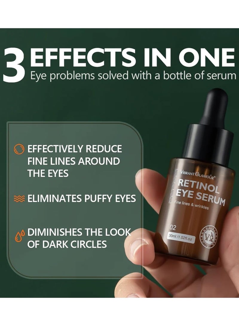 Vibrant Glamour Retinol Eye Serum Firming Collagen Anti-Aging Moisturizing Dark Circles Fade Fine Lines Remove Eye Bags - 30ml - Image 5