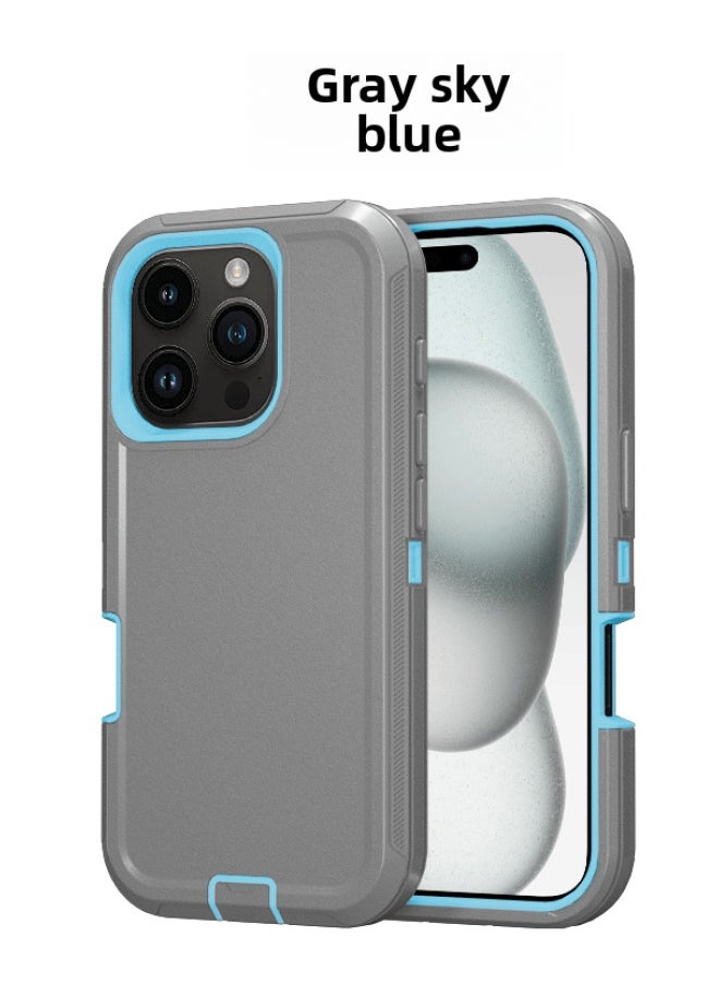 Generic - For Iphone 16promax Three-proof Mobile Phone Case Iph16plus Anti-drop Mobile Phone Case Hot Sale-Color:gray Sky Blue-Applicable Model:For Iphone16Pro Single Chassis - Image 1