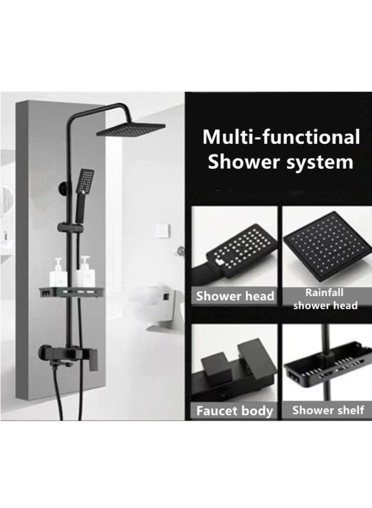 Kutis 1-Set Bathroom Shower System Shower Faucet Shower Head Set Rainfall Shower Head Stainless Steel Copper Black  - Image 2