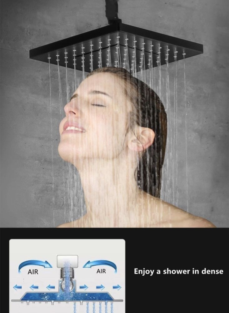 Kutis 1-Set Bathroom Shower System Shower Faucet Shower Head Set Rainfall Shower Head Stainless Steel Copper Black  - Image 4
