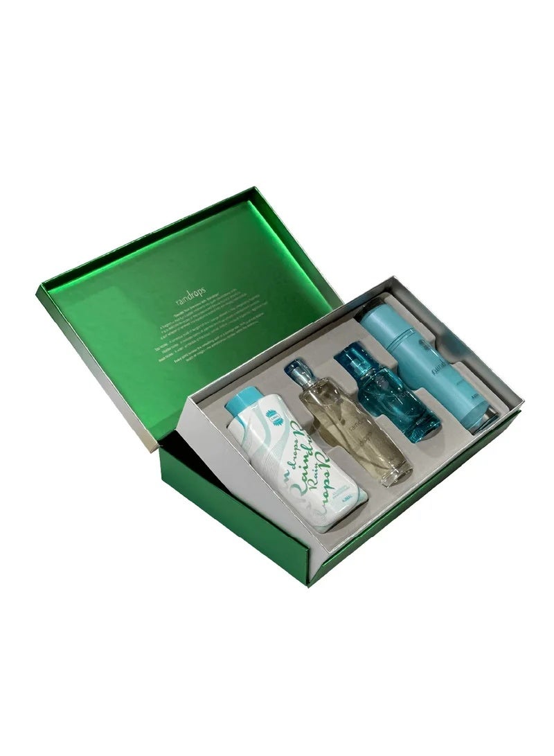 Ajmal Raindrops Gift Set Body Mist Talc Powder Body Lotion