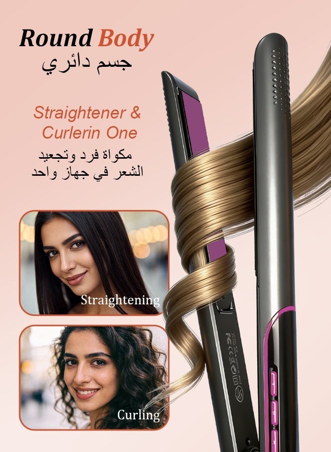 فوريول مكواة فرد وتجعيد الشعر 2 في 1، مكواة سيراميك مسطحة، تسخن حتى 230 درجة مئوية، مزودة بقفازات مقاومة للحرارة - Image 5