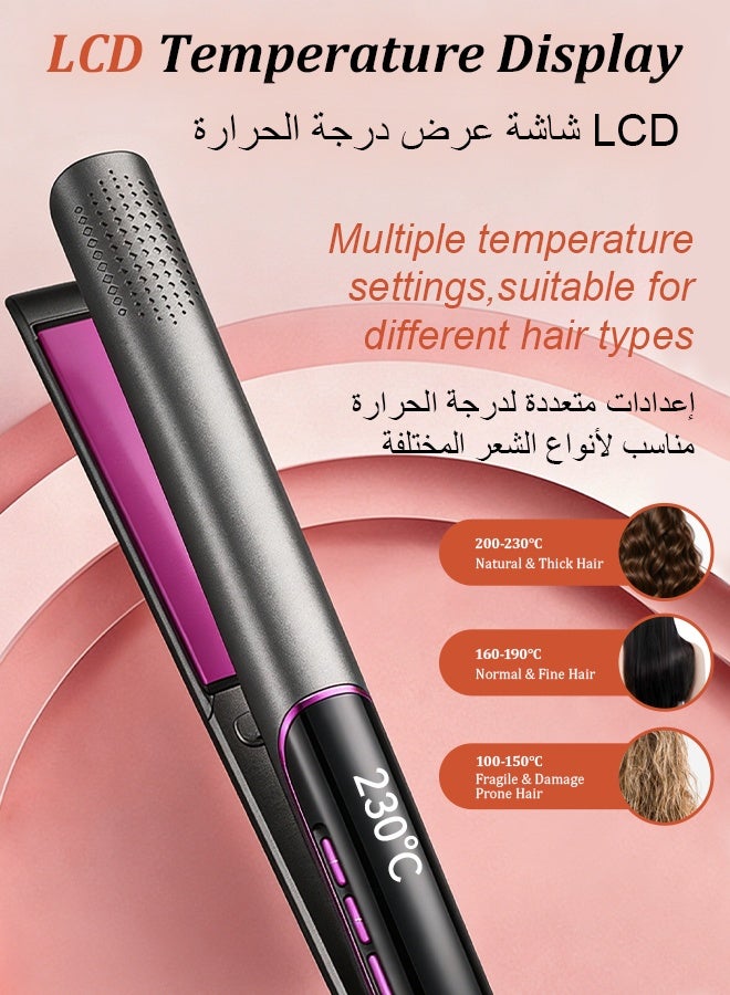 فوريول مكواة فرد وتجعيد الشعر 2 في 1، مكواة سيراميك مسطحة، تسخن حتى 230 درجة مئوية، مزودة بقفازات مقاومة للحرارة - Image 4