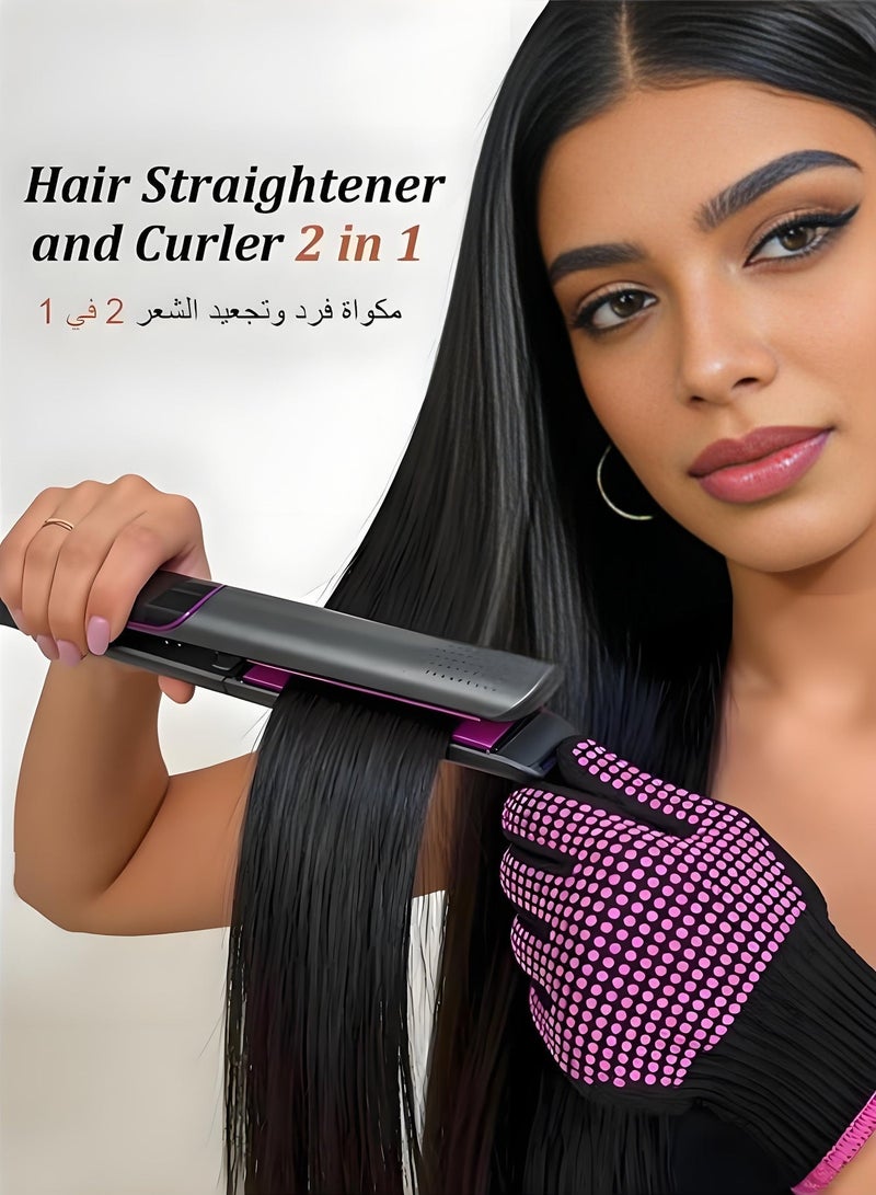 Lunova Hair Straightener and Curler 2 in 1 Ceramic Flat Iron  Heats Up to 230°C with a Heat-Resistant Gloves - Image 2