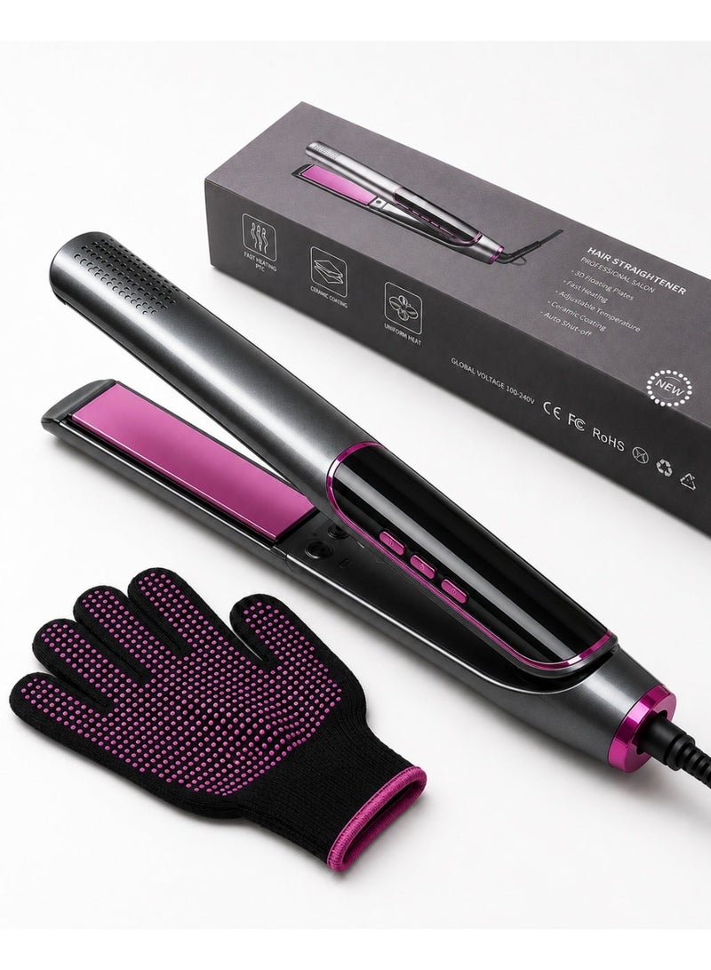 Lunova Hair Straightener and Curler 2 in 1 Ceramic Flat Iron  Heats Up to 230°C with a Heat-Resistant Gloves - Image 1