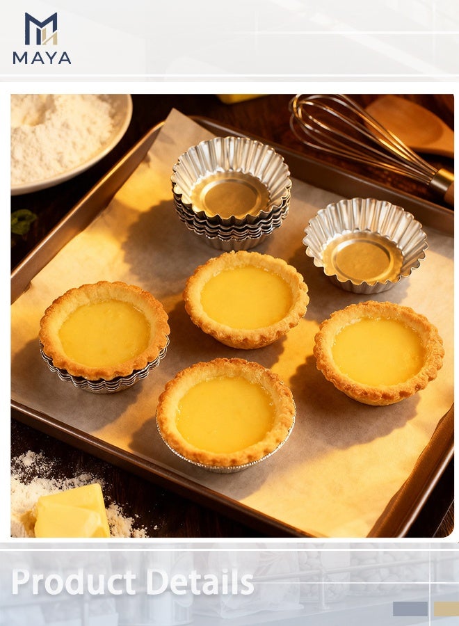 Maya 30 PCS Baking Molds with Thickened Tin Layer and Tin Plate Base for Egg Tarts, Non-Stick and Reusable Tart Pan for Baking, Aluminum Mini Mould for Tarts, Pies, Cupcakes, Mini Cakes,and Chocolate - Image 5