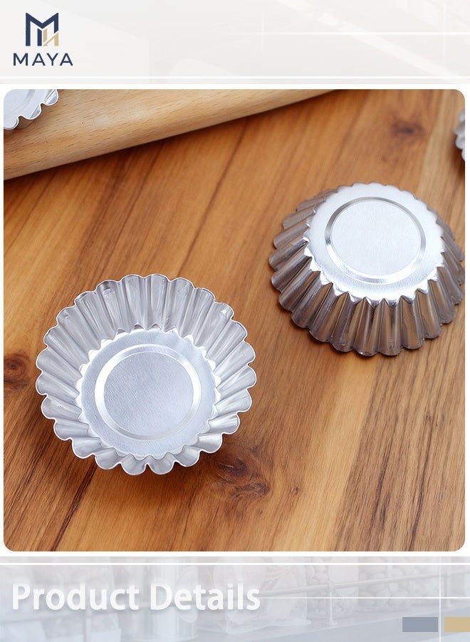 Maya 30 PCS Baking Molds with Thickened Tin Layer and Tin Plate Base for Egg Tarts, Non-Stick and Reusable Tart Pan for Baking, Aluminum Mini Mould for Tarts, Pies, Cupcakes, Mini Cakes,and Chocolate - Image 3