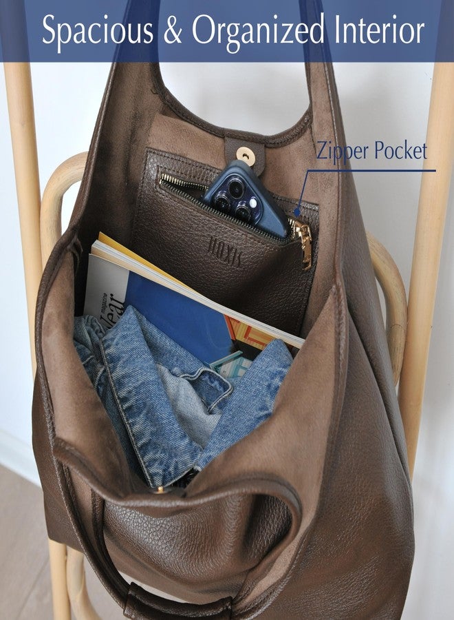 Hoxis Women's Hobo Bag Soft Vegan Leather Tote Oversized Slouchy Handbag for Shopping,Weekender,Work (Coffee) - Image 5