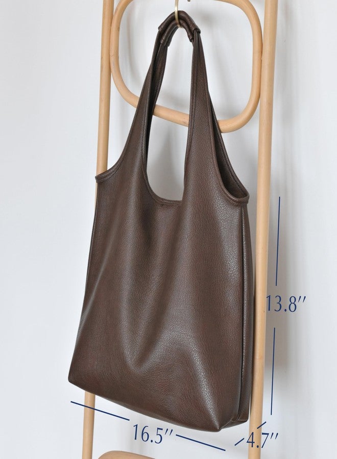 Hoxis Women's Hobo Bag Soft Vegan Leather Tote Oversized Slouchy Handbag for Shopping,Weekender,Work (Coffee) - Image 4