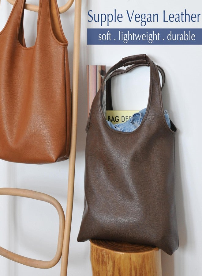 Hoxis Women's Hobo Bag Soft Vegan Leather Tote Oversized Slouchy Handbag for Shopping,Weekender,Work (Coffee) - Image 3