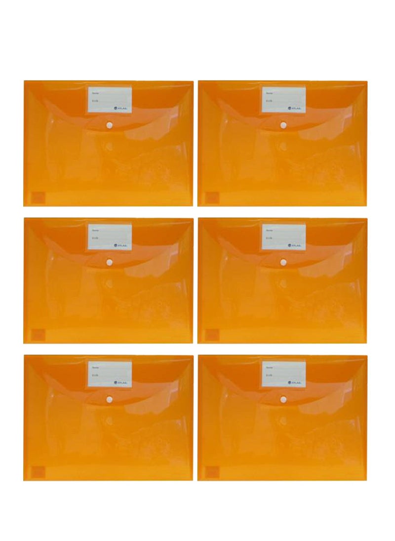 ATLAS - 6-Piece Thick Document Bag Clear Orange Colour - Image 1