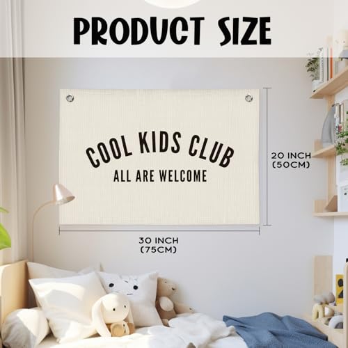 Wheatwin Cool Kids Club Room Decor - Long Live Boyhood Linen Banner Tapestry Wall Hanging Canvas Flag for Toddler Boy Nursery - Image 4