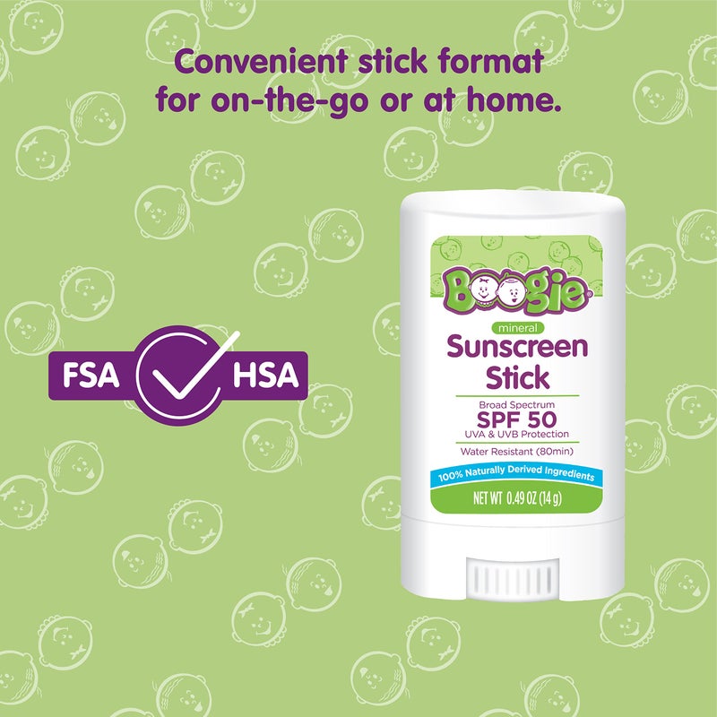Boogie Baby Sunscreen Stick by Boogie Block, Mineral Sunscreen SPF 50, FSA'HSA Eligible, Travel Size Sunblock for Kids, Zinc Oxide, Water Resistant, Vegan, Fragrance Free Pack of 1 - Image 5