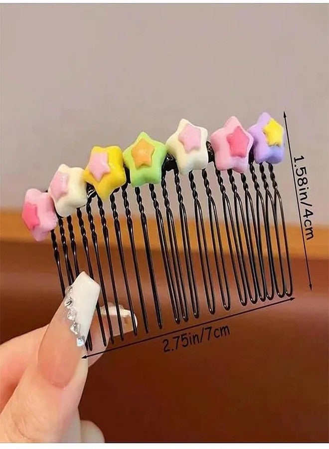 EvoNest Hair Comb with Pastel Star Decorations, Black Metal Spring Clip Hair Accessory for Women, Girls (4Y) - Image 4