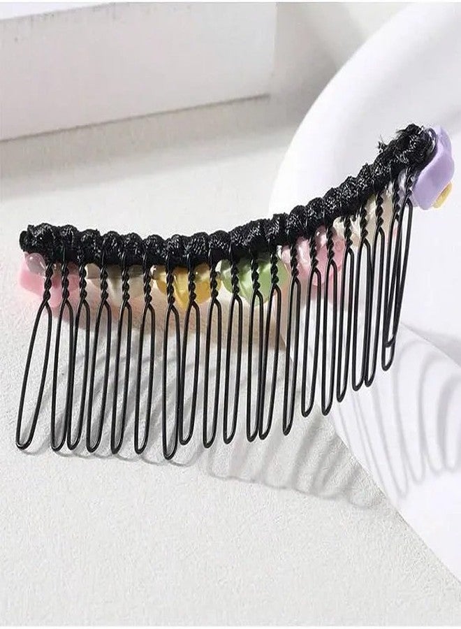 EvoNest Hair Comb with Pastel Star Decorations, Black Metal Spring Clip Hair Accessory for Women, Girls (4Y) - Image 3