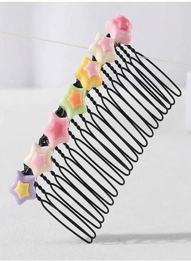 EvoNest Hair Comb with Pastel Star Decorations, Black Metal Spring Clip Hair Accessory for Women, Girls (4Y) - Image 1