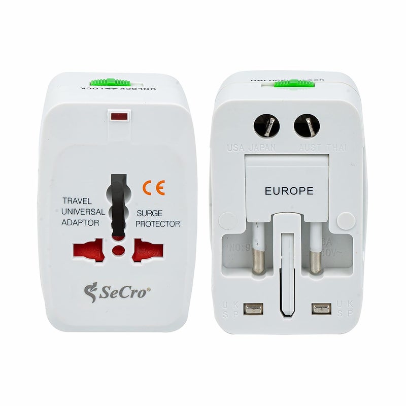 SeCro Smart All in One International Adapter with Two USB Charging Port Universal Travel Adapter with USBEU US AUS NZ UK 1 Pack White - Image 4