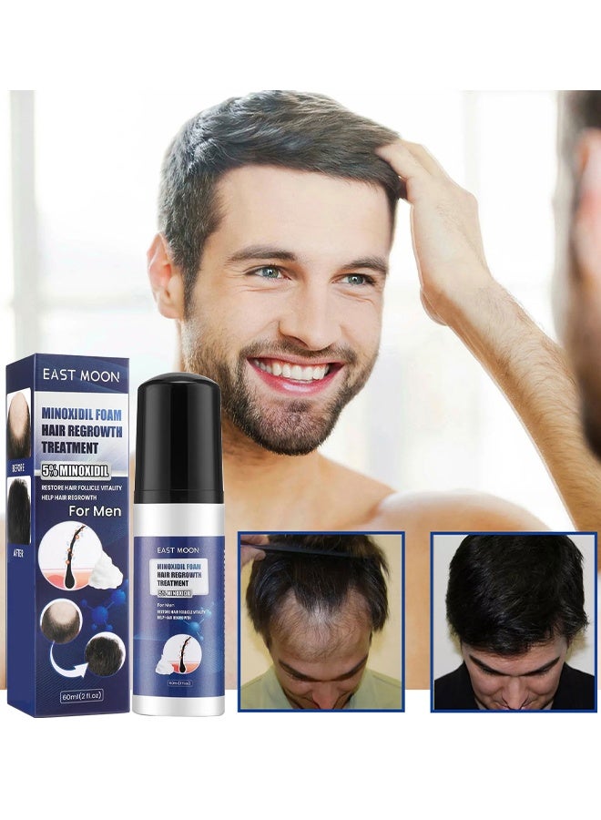 إيست مون رغوة مينوكسيديل 5٪ لنمو الشعر للرجال، لمحاربة تساقط الشعر، وترقق الشعر، وتراجع خط الشعر، يعزز لحية وشعر أكثر كثافة، يساعد على منع الترقق، ويكثف الشعر ليصبح أكثر امتلاءً، غير دهنية - 60 مل - Image 2