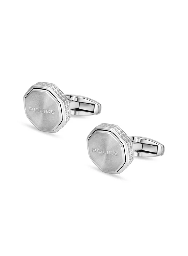 POLICE Octo Silver Angled Cufflinks for Men
