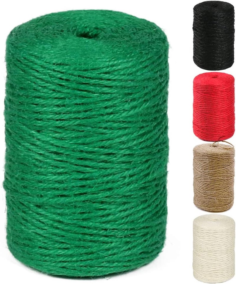 PH PERKHOMY PerkHomy Natural Jute Twine 600 Feet Long Colored Twine Rope for Crafts Gift Wrapping Packing Gardening and Wedding Decor (Green) - Image 1