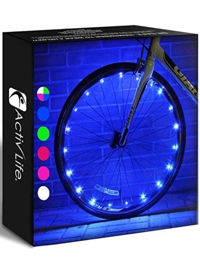 Activ Life Bike Wheel Lights - Holiday Night Visibility - Bike Lights - Colorful LED Spoke Display & Bicycle Wheel Lights - Christmas Stocking Stuffer Bicycle Accessories - Pack of 2, Blue - Image 1