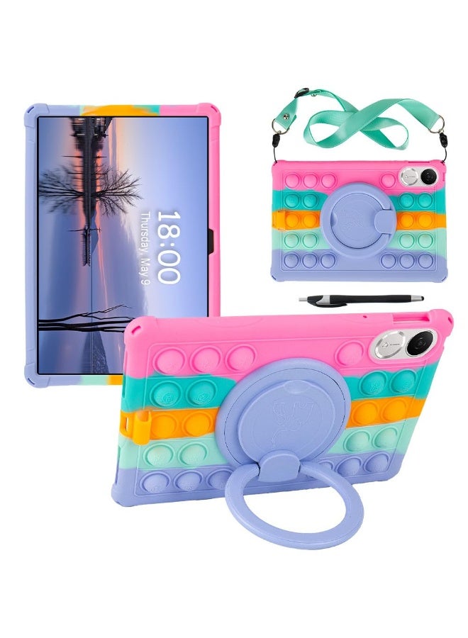 general Case Compatible with Honor Pad V9 11.5 inch (ROL-W00/W10) 2025 Kids Soft Silicon 360 Rotating Ring Stand Cover with Should Strap and Pen - Image 1